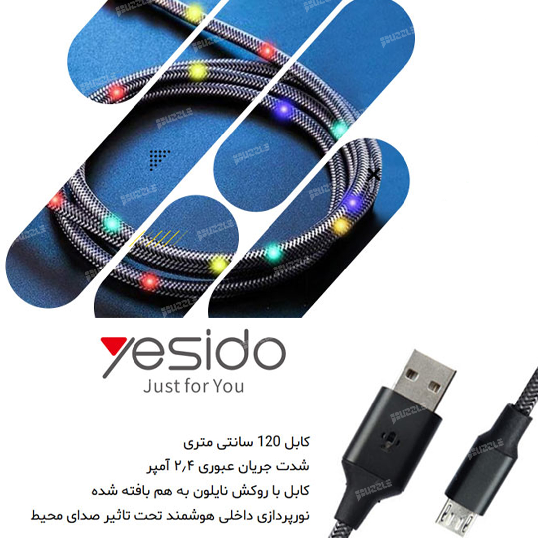 کابل میکرو USB رقص نور یسیدو مدل CA-T6