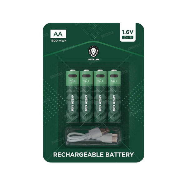 باتری قلمی قابل شارژ گرین لاین مدل GNRGBAA ظرفیت 1800 میلی آمپر - Green Lion GNRGBAA 1.6V AA Rechargeable Battery 1