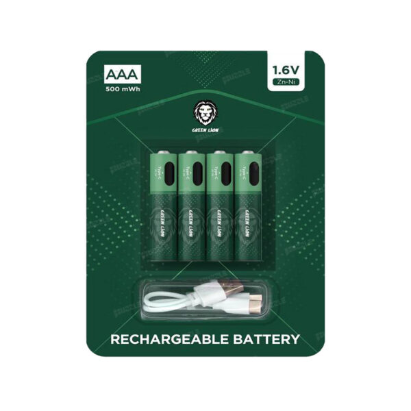 باتری نیم قلمی قابل شارژ گرین لاین مدل GNRGBAAA ظرفیت 500 میلی آمپر - Green Lion GNRGBAAA 1.6V AAA Rechargeable Battery 1