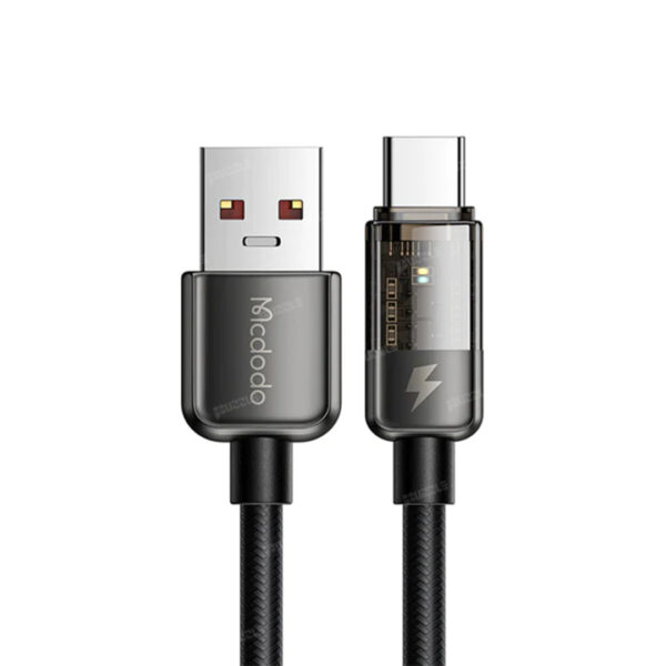 کابل شارژ هوشمند یو اس بی به تایپ سی 100 وات مک دودو مدل Mcdodo CA-3150 - MCDODO CA 3150 Auto Power Off Transparent 100W Charging USB to Type c Data Cable 1