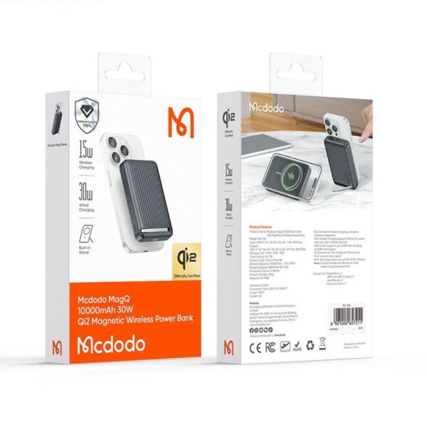 پاوربانک وایرلس مک دودو مدل MC-781 ظرفیت 10000 میلی آمپرساعت 30 وات