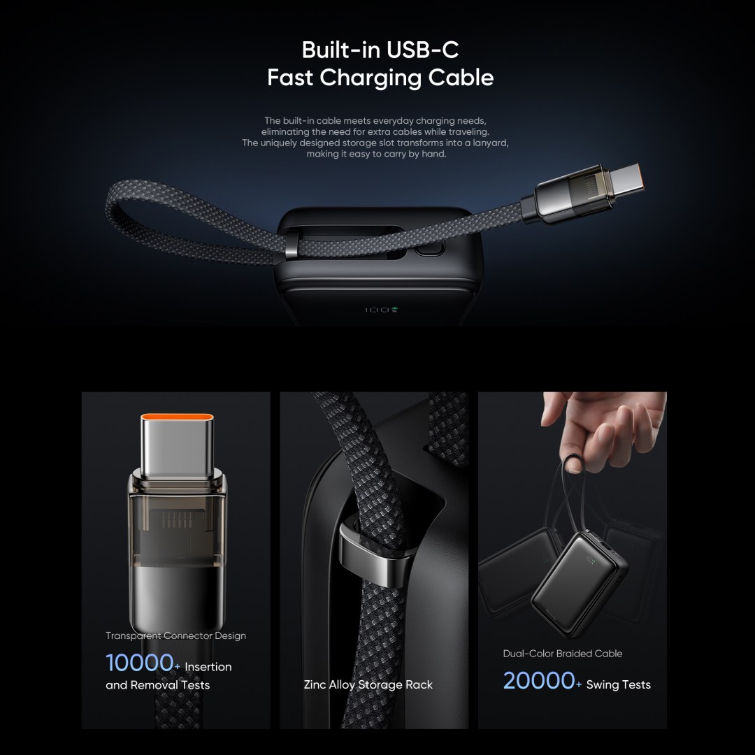 عکس پاوربانک 65 وات مک دودو مدل MC-637 ظرفیت 20000mAh با کابل جمع شونده پاوربانک 65 وات مک دودو مدل MC-637 ظرفیت 20000 میلی آمپر ساعت