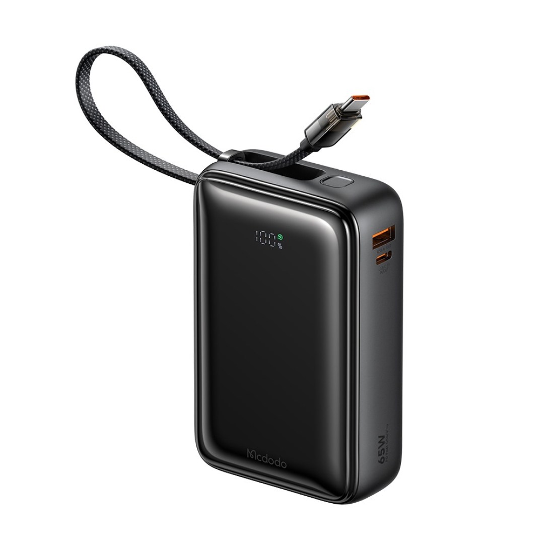 پاوربانک 65 وات مک دودو مدل MC-637 ظرفیت 20000mAh با کابل جمع شونده پاوربانک 65 وات مک دودو مدل MC-637 ظرفیت 20000mAh با کابل جمع شونده