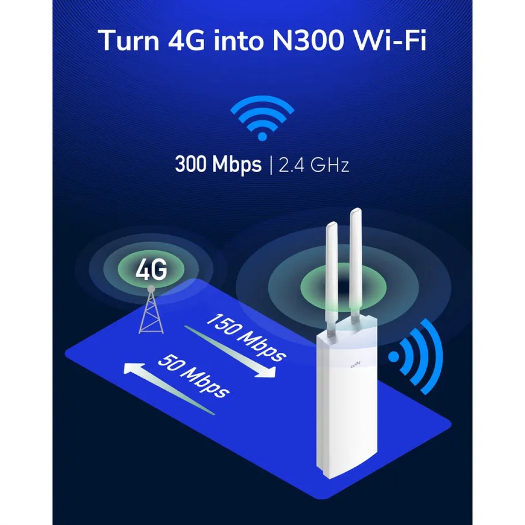  مودم روتر 4G LTE بی‌سیم کودی مدل LT400 Outdoor 300 Mbps | 2.4 GHz