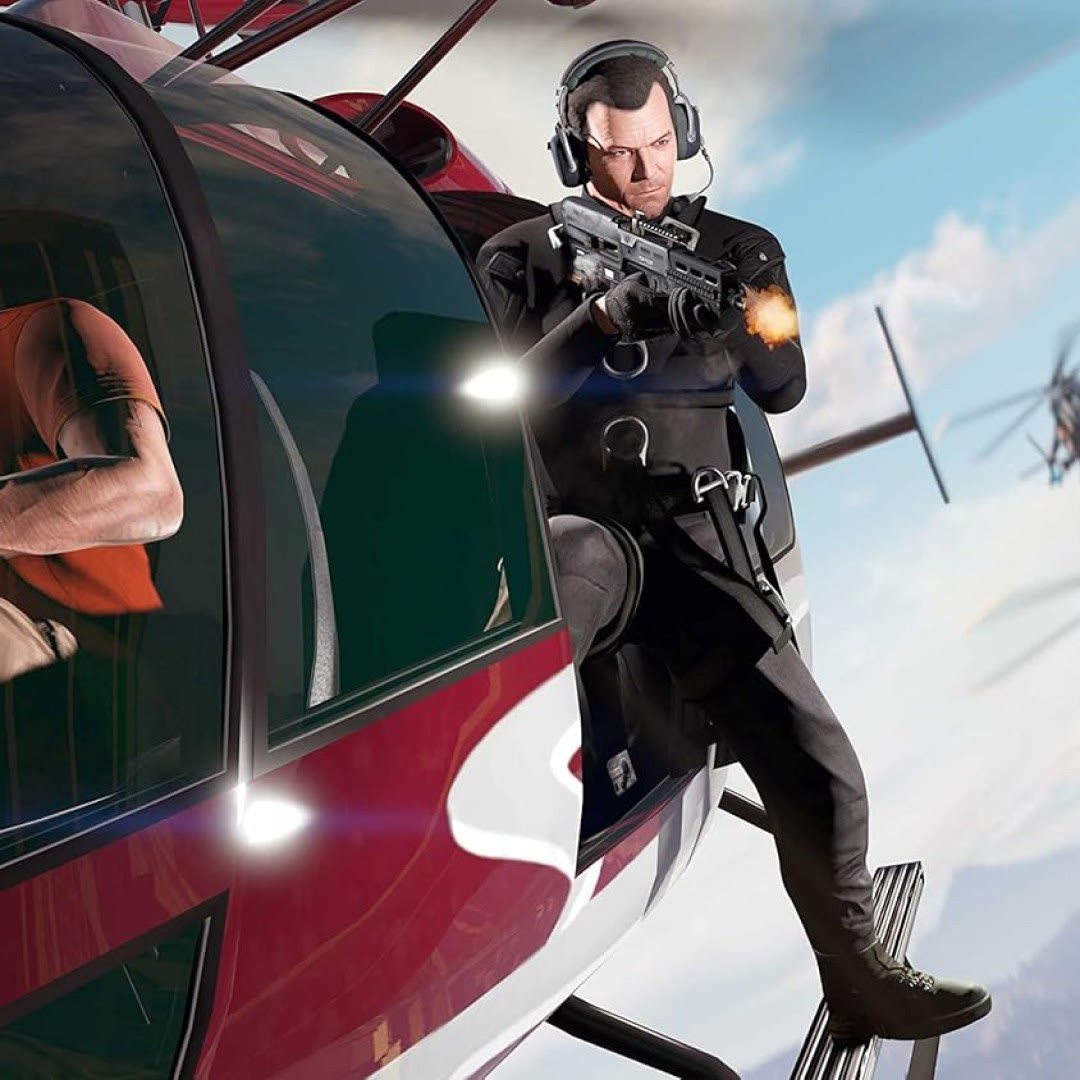 عکس بازی Grand Theft Auto V نسخه Standard مخصوص PlayStation 5 شلیک از هلیکوپتر بازی Grand Theft Auto V نسخه Standard مخصوص PlayStation 5