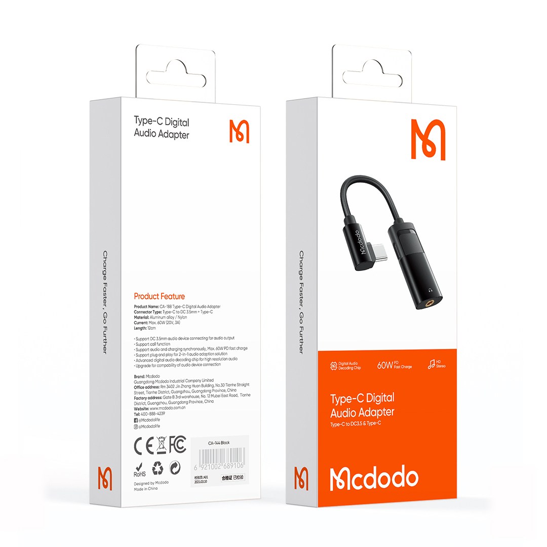 جعبه مبدل تایپ سی به تایپ سی و جک 3.5mm مدل Mcdodo CA-188