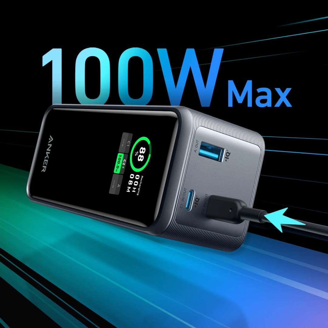 پورت تایپ سی 100 واتی برای شارژ لپ تاپ با Anker A1336