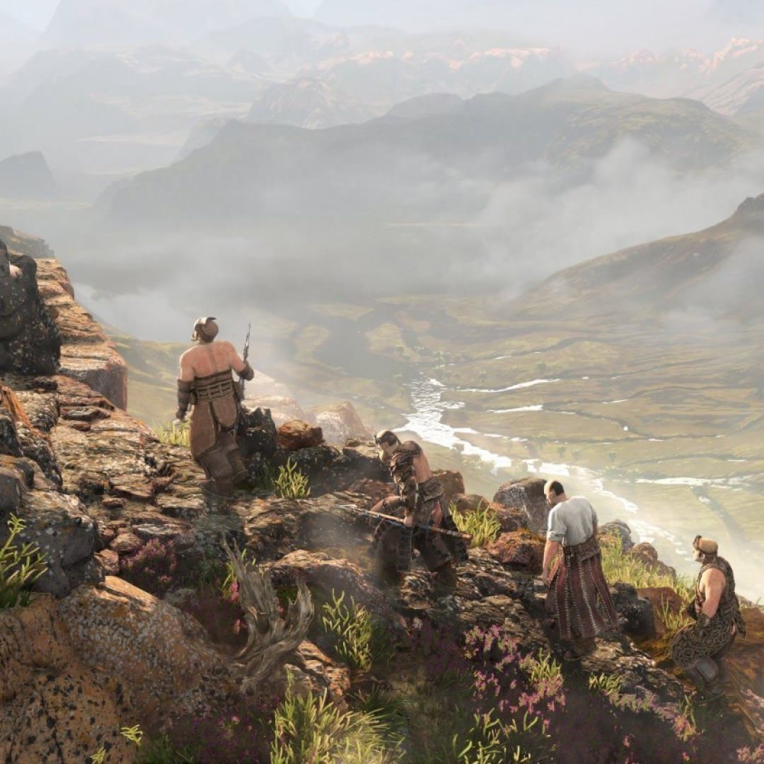 عکس بازی Horizon Zero Dawn مخصوص PlayStation 4 - کارکرده شخصیتهای روی کوه در بازی Horizon Zero Dawn مخصوص PlayStation 4