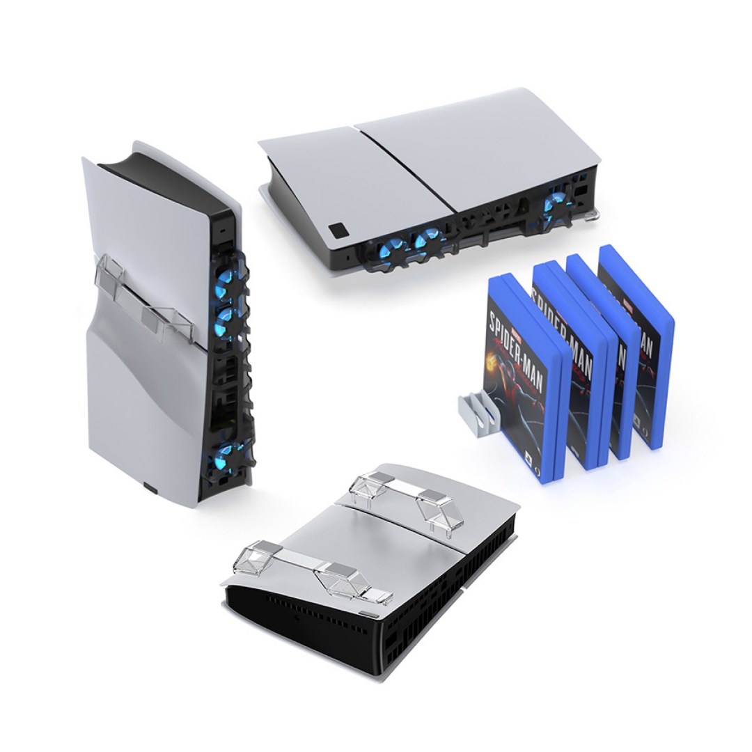عکس فن، پایه افقی و محفظه دیسک پلی استیشن 5 اسلیم دابی مدل TP5-35129 فن، پایه افقی و محفظه دیسک پلی استیشن 5 اسلیم دابی مدل TP5-35129