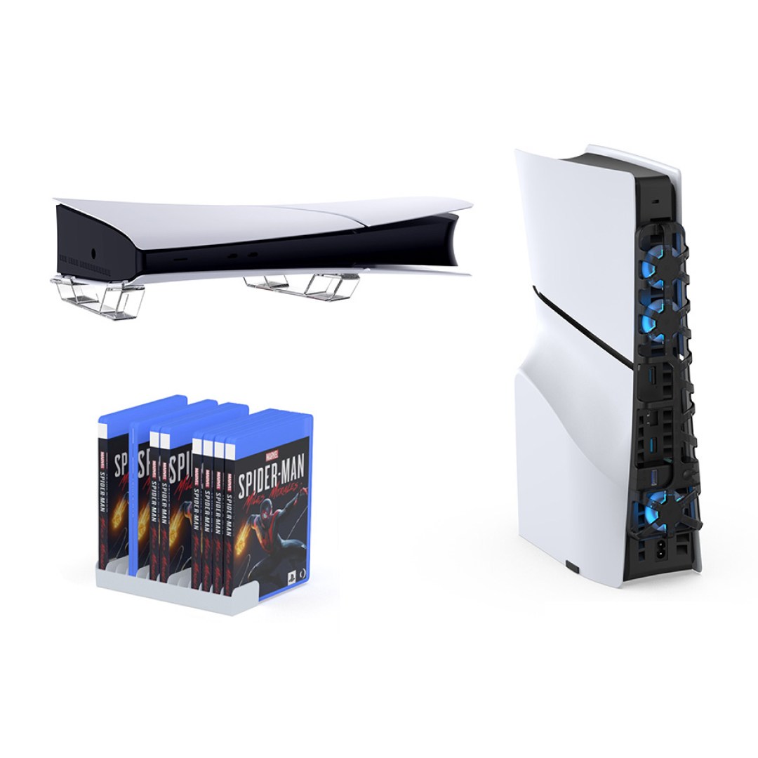 عکس فن، پایه افقی و محفظه دیسک پلی استیشن 5 اسلیم دابی مدل TP5-35129 فن، پایه افقی و محفظه دیسک پلی استیشن 5 اسلیم دابی مدل TP5-35129