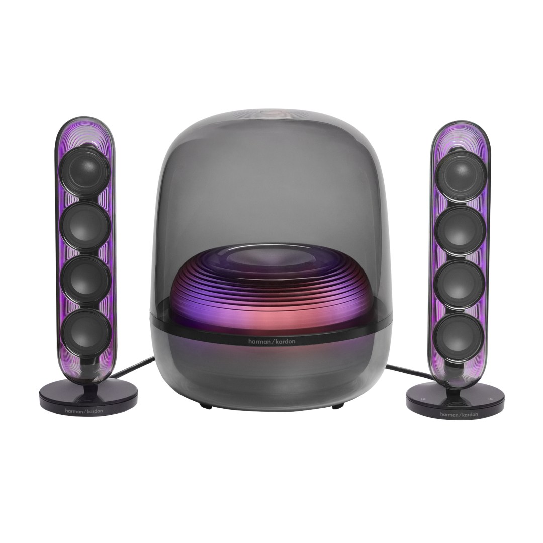 اسپیکر بلوتوثی هارمن کاردن مدل SoundSticks 5 ست کامل سفید با نورپردازی اسپیکر بلوتوثی هارمن کاردن مدل SoundSticks 5 ست کامل سفید با نورپردازی
