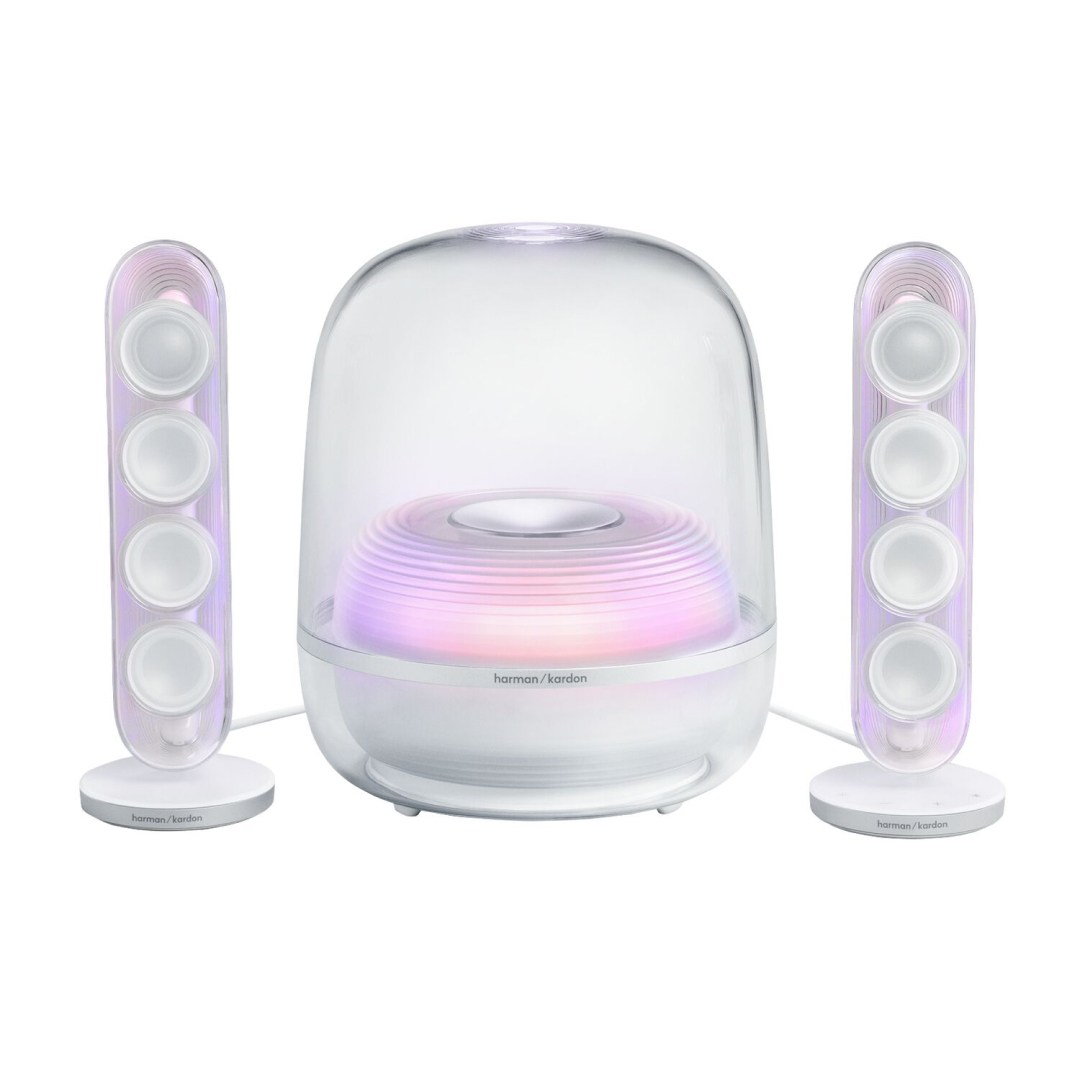 اسپیکر بلوتوثی هارمن کاردن مدل SoundSticks 5 ست کامل سفید با نورپردازی