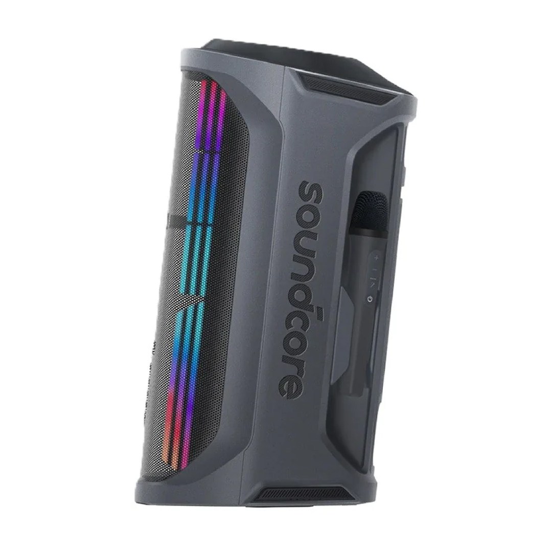 اسپیکر بلوتوثی قابل حمل 200 وات انکر مدل Soundcore Rave 3S با 2 میکروفون از زاویه بغل
