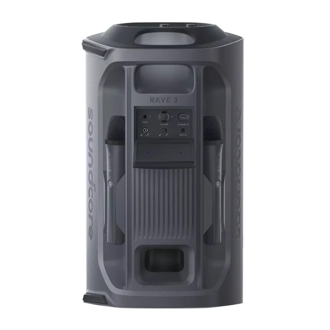 اسپیکر بلوتوثی قابل حمل 200 وات انکر مدل Soundcore Rave 3S با 2 میکروفون از زاویه پشت