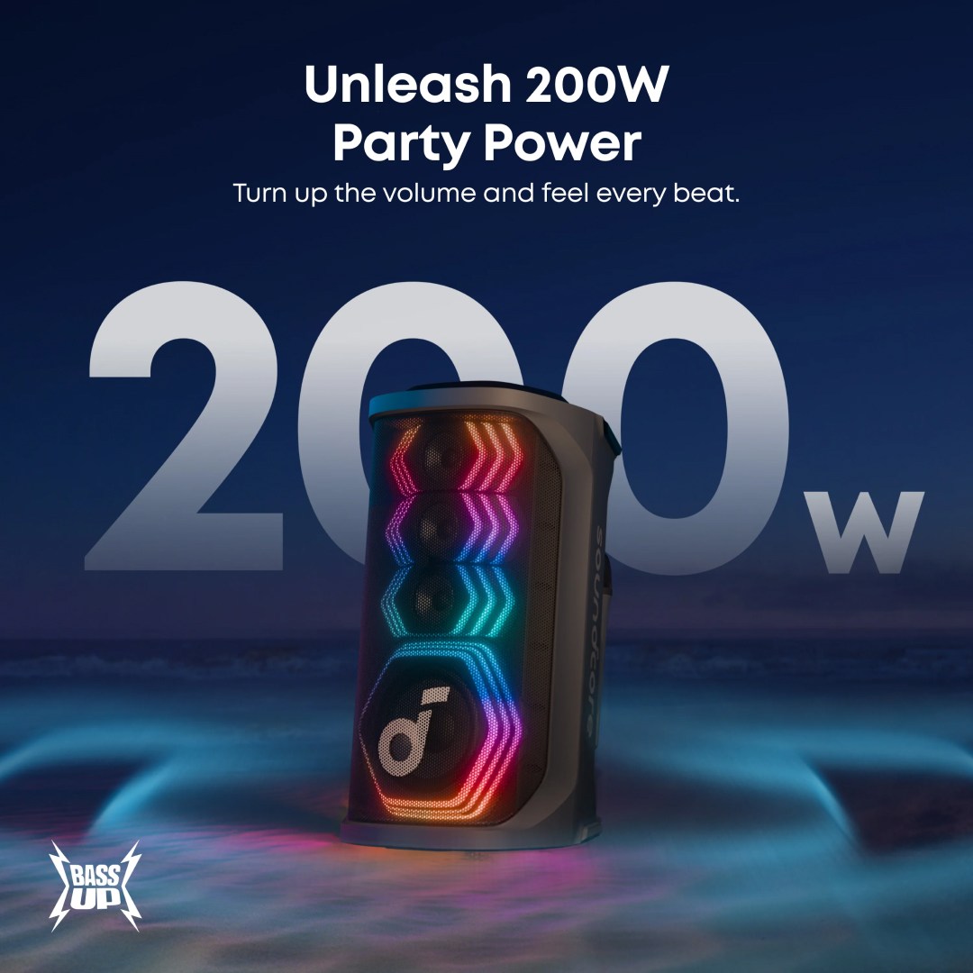 اسپیکر بلوتوثی قابل حمل 200 وات انکر مدل Soundcore Rave 3S با 2 میکروفون