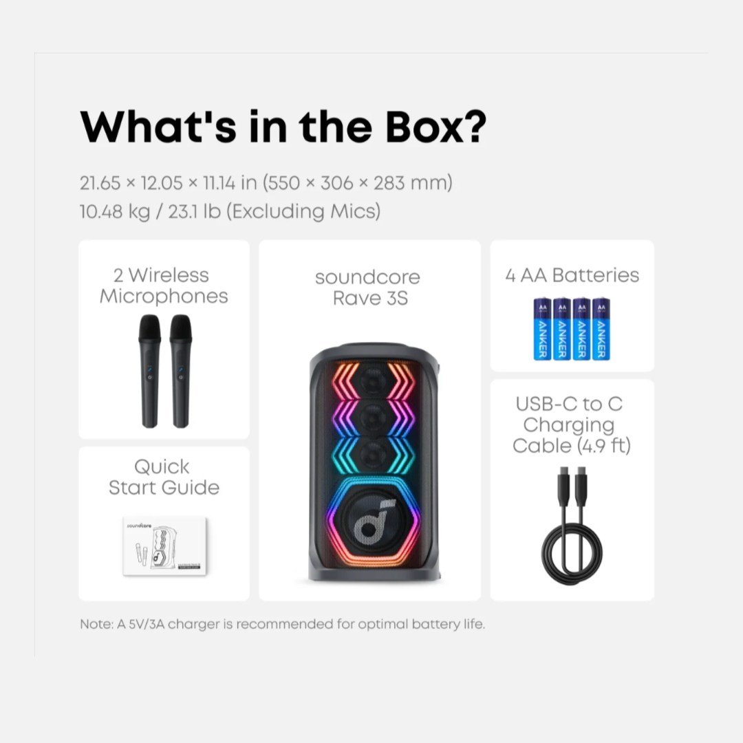 عکس اسپیکر بلوتوثی قابل حمل 200 وات انکر مدل Soundcore Rave 3S با 2 میکروفون عکس اسپیکر بلوتوثی قابل حمل 200 وات انکر مدل Soundcore Rave 3S با 2 میکروفون