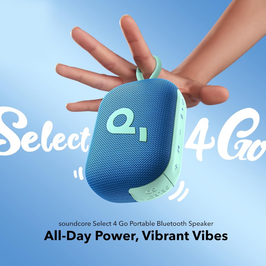 عکس اسپیکر بلوتوثی قابل حمل 5 وات انکر Soundcore Select 4 Go اسپیکر بلوتوثی قابل حمل انکر مدل Soundcore Select 4 Go در انگشت