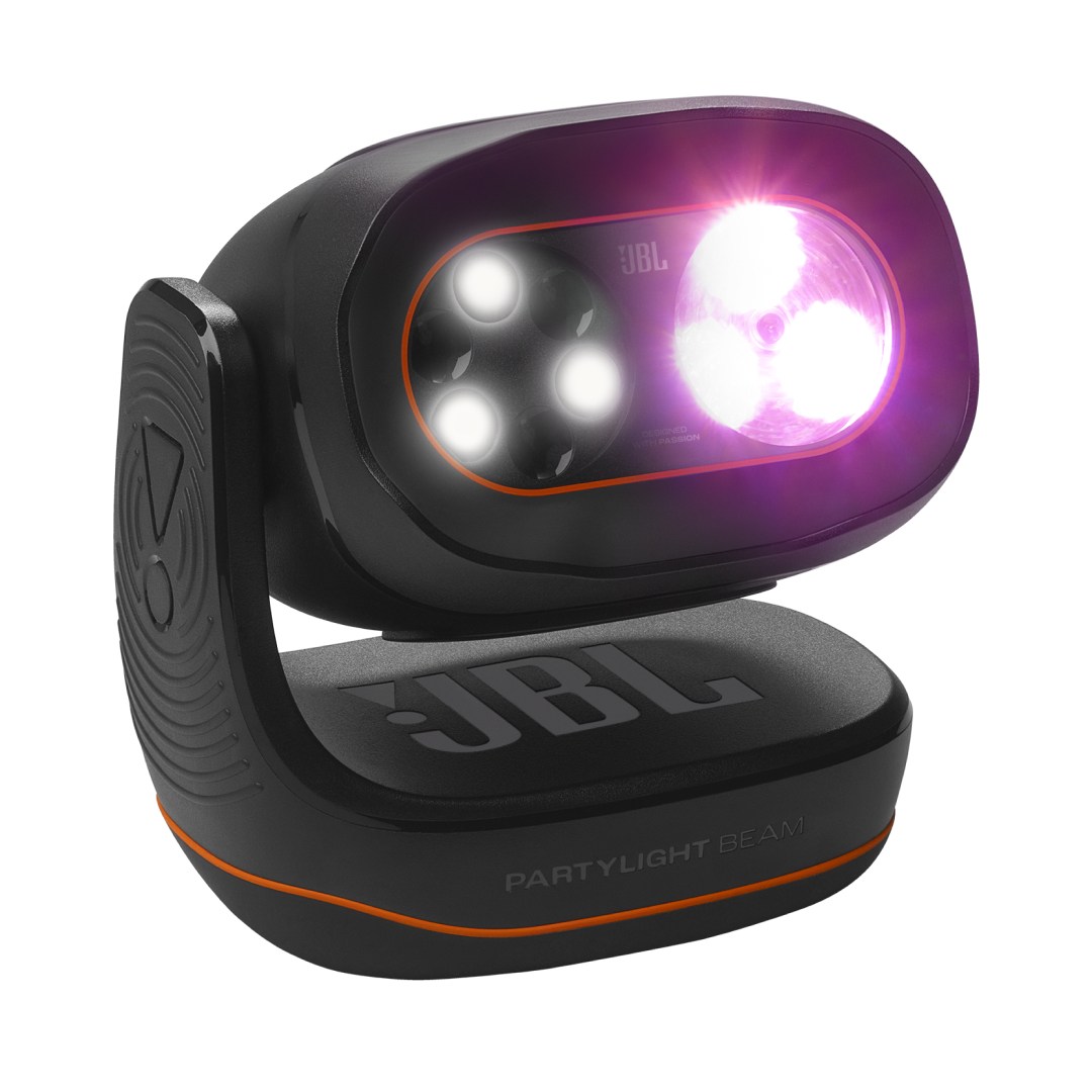 عکس رقص نور جی بی ال مدل JBL Partylight Beam رقص نور جی بی ال مدل JBL Partylight Beam از زاوی جلو با نور فعال