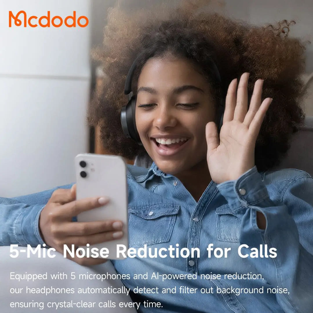 MCDODO HP-582 T03 superior active noise cancelling headphones در گوش یک دختر