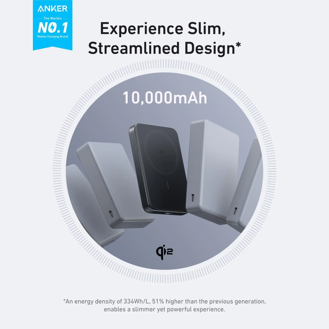 عکس پاوربانک مگنتی 15 وات و شارژ سریع 30 وات انکر MagGo A1664 ظرفیت 10000mAh پاوربانک مگنتی ۱۵ وات انکر MagGo A1664 با شارژ سریع ۳۰ وات ظرفیت 10000 میلیآمپر ساعت
