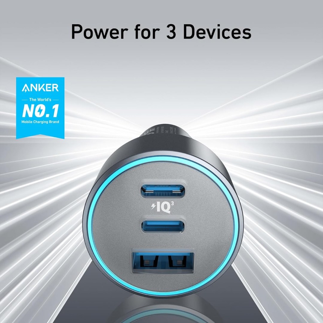 شارژر فندکی خودرو 67 وات انکر مدل Anker 335 با کابل دو سر تایپ سی