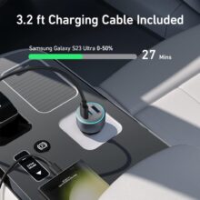 شارژر فندکی خودرو 67 وات انکر مدل Anker 335 با کابل دو سر تایپ سی