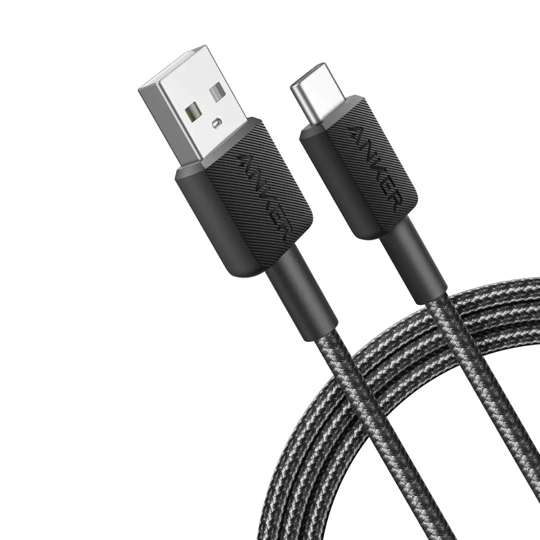 کابل شارژ سریع USB به تایپ سی انکر مدل Anker 322 A81H6 طول 1.8 متر رنگ مشکی