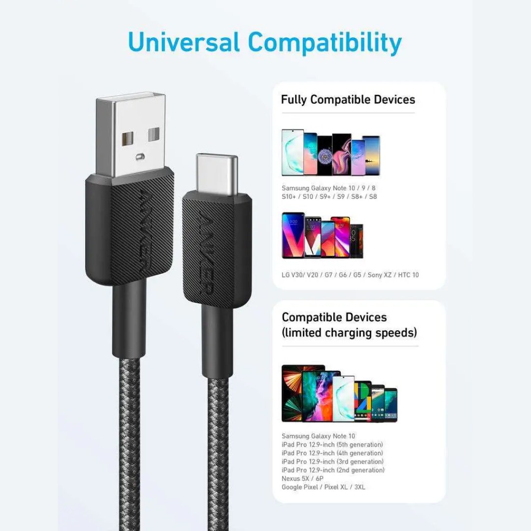 کابل شارژ سریع USB به تایپ سی انکر مدل Anker 322