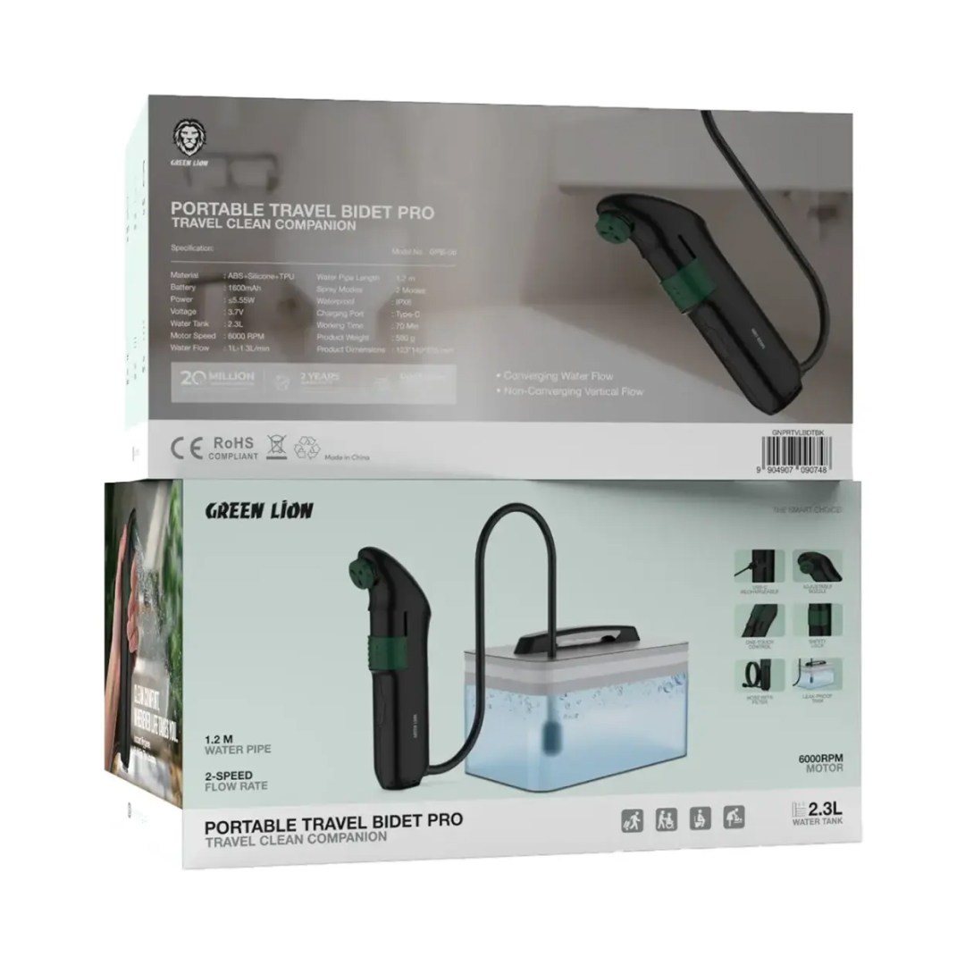 خودشور توالت فرنگی گرین لاین مدل Travel Bidet Pro رنگ مشکی