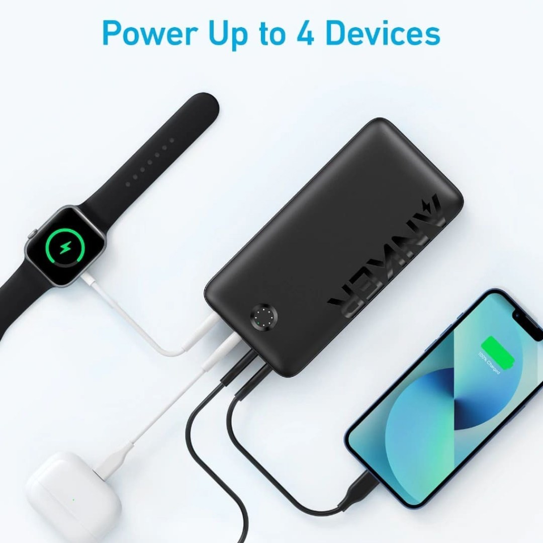 پاوربانک 4 پورت انکر مدل PowerCore A1377 ظرفیت 40000 میلی آمپر ساعت شارژ چند دستگاه همزمان