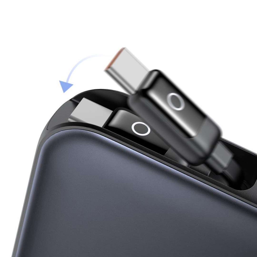 عکس پاوربانک 35 وات مک دودو مدل MC-0730 ظرفیت 10000mAh با کابل جمع شونده چفت شدن پورت تایپ سی در پاوربانک 35 وات مک دودو مدل MC-0730 ظرفیت 10000mAh با کابل متصل