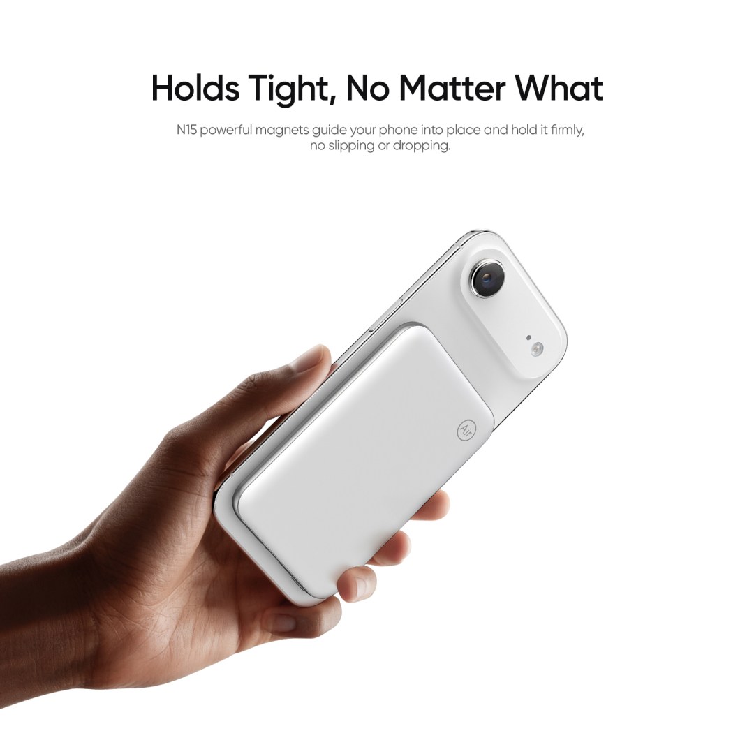 پاوربانک مگنتی Mcdodo MC-293 ظرفیت 5000mAh با شارژ سیمی 20 وات و بی‌سیم 15 وات با ابعاد اسلیم