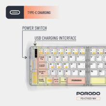 کیبورد بی سیم پرودو مدل CRYSTAL SHELL PD-ETK03 رنگ سفید-رنگی