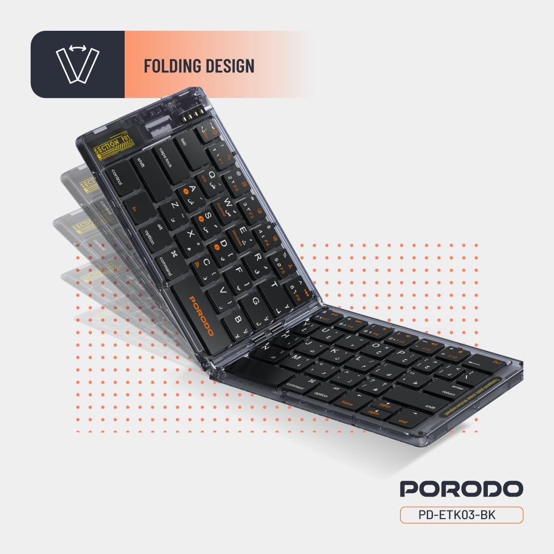 کیبورد بی سیم پرودو مدل CRYSTAL SHELL PD-ETK03 رنگ مشکی
