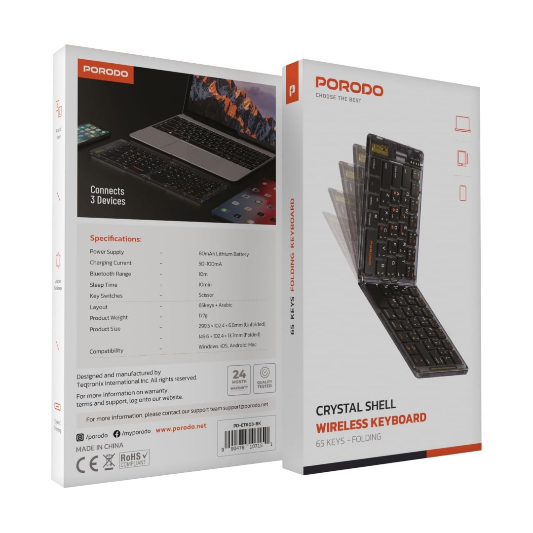 عکس کیبورد بی سیم پرودو مدل CRYSTAL SHELL PD-ETK03 کیبورد بی سیم پرودو مدل CRYSTAL SHELL PD-ETK03 رنگ مشکی