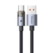 کابل شارژ سریع USB-A به تایپ سی 100 وات 6 آمپر شفاف مک دودو مدل CA-689 دارای ال ای دی - رنگ مشکی