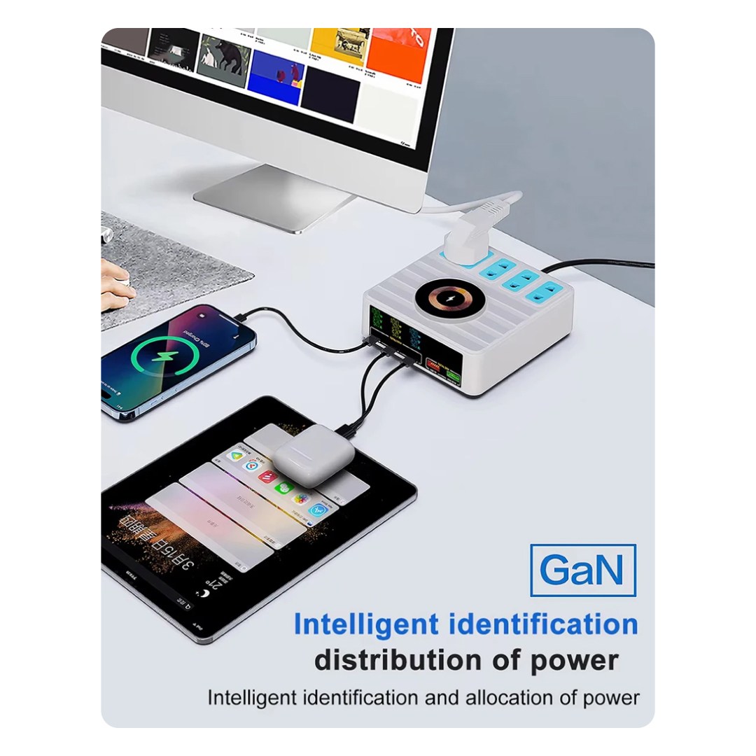 اتصال چند دستگاه به شارژر رومیزی 10 پورت 140 وات مدل WLX-H13
