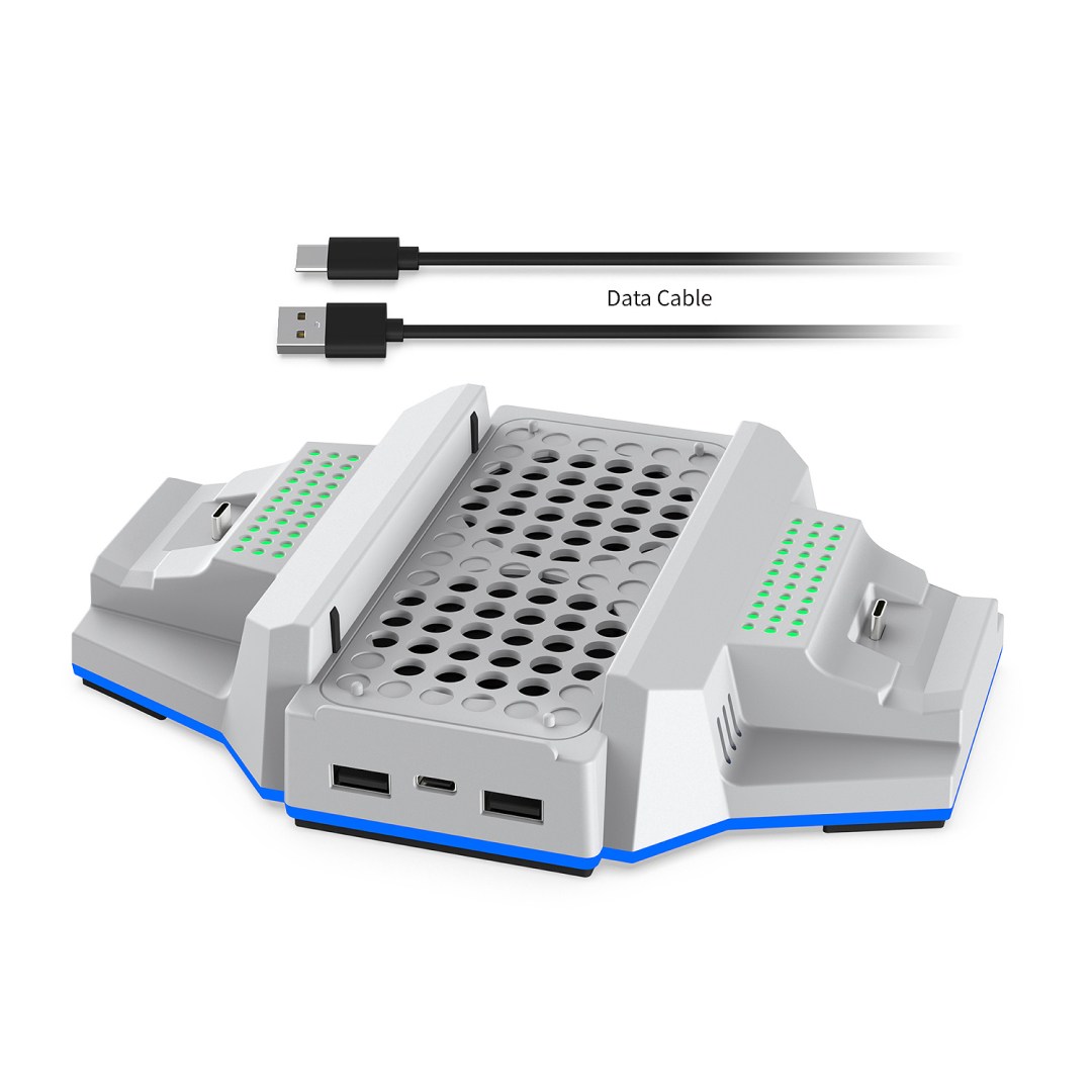 فن خنک کننده و پایه شارژر RGB دابی مدل TYX-3612 برای Xbox Series S رنگ سفید با کابل دیتا