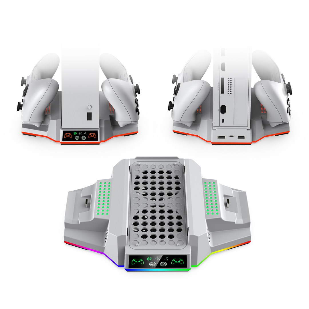 فن خنک کننده و پایه شارژر RGB دابی مدل TYX-3612 برای Xbox Series S رنگ سفید