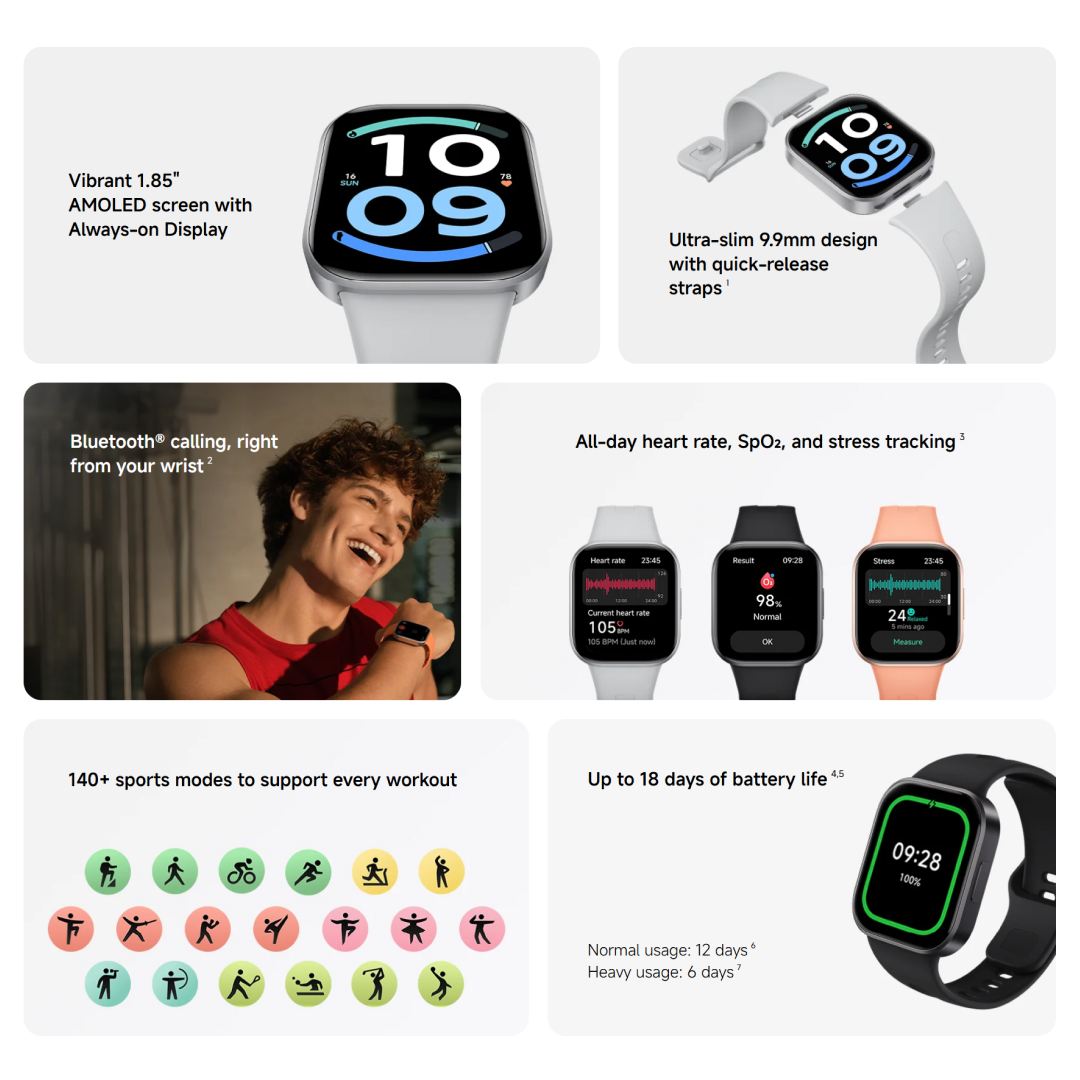 عکس ساعت هوشمند Redmi Watch 6 Active شیائومی | 1.85 اینچ ساعت هوشمند شیائومی مدل Redmi Watch 6 Active | ویزگیها