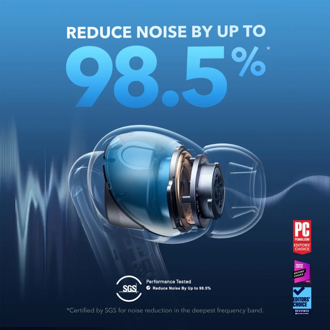 حذف نویز 98.5% در هندزفری بی سیم انکر مدل Anker Soundcore Liberty 4 NC