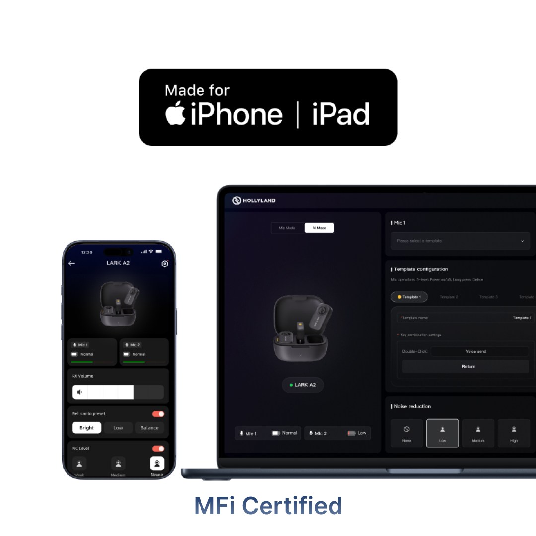 اپ آیفون میکروفون بی سیم تایپ سی هالی لند مدل LARK A2 Mini Duo