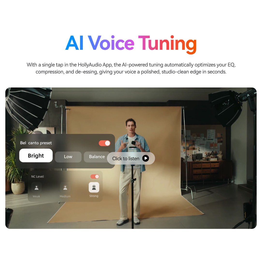 عکس میکروفون بی سیم تایپ سی هالی لند مدل LARK A2 Mini Duo هوش مصنوعی در میکروفون بی سیم تایپ سی هالی لند مدل LARK A2 Mini Duo