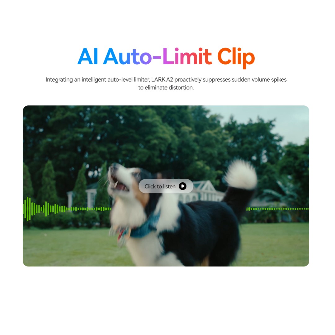 عکس میکروفون بی سیم تایپ سی هالی لند مدل LARK A2 Mini Duo محدود کردن صدا با هوش مصنوعی در میکروفون بی سیم تایپ سی هالی لند مدل LARK A2 Mini Duo