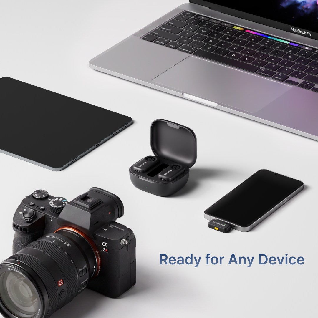 عکس میکروفون بی سیم تایپ سی هالی لند مدل LARK A2 Mini Duo اتصال به دستگاهها در میکروفون بی سیم تایپ سی هالی لند مدل LARK A2 Mini Duo