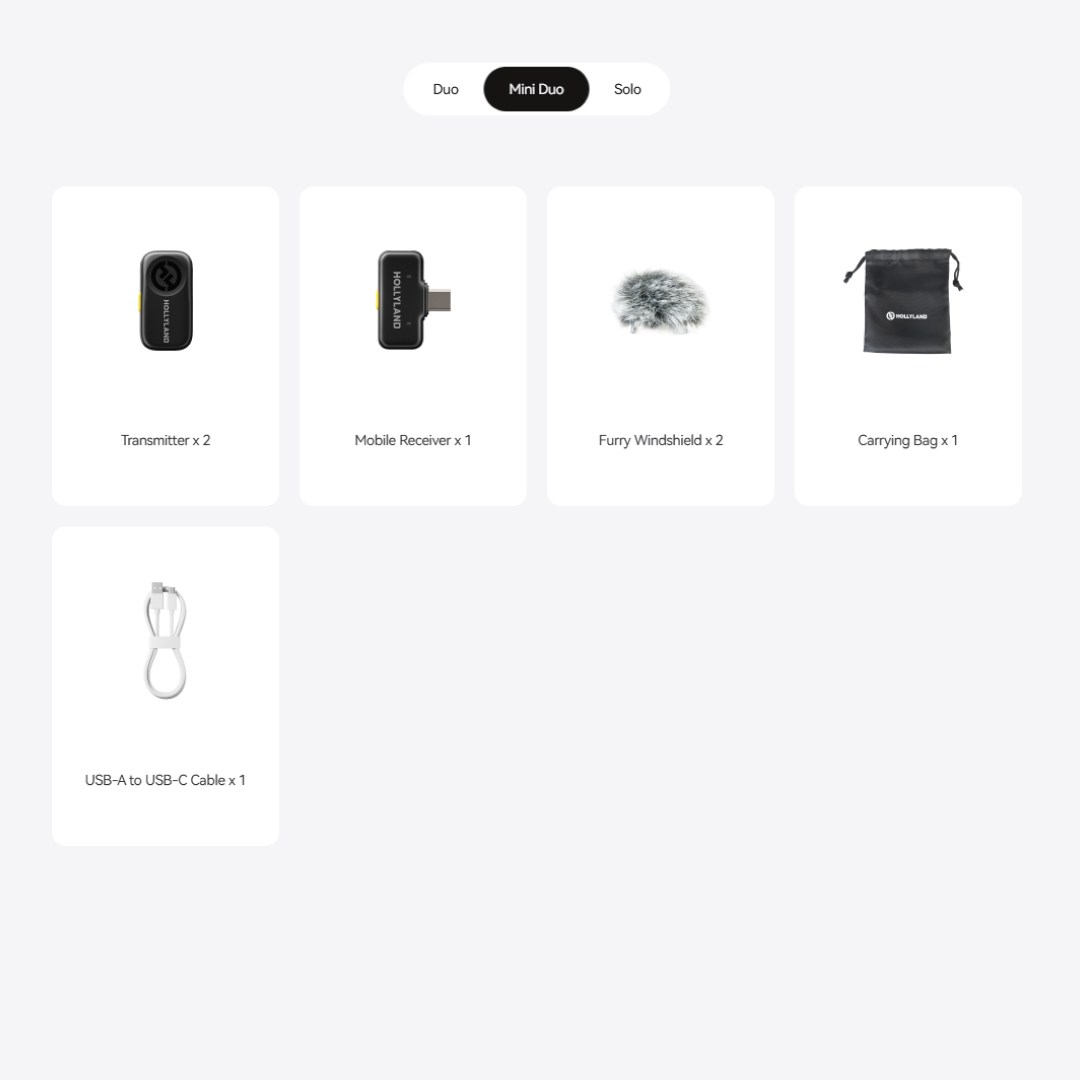 عکس میکروفون بی سیم تایپ سی هالی لند مدل LARK A2 Mini Duo اقلام همراه میکروفون بی سیم تایپ سی هالی لند مدل LARK A2 Mini Duo
