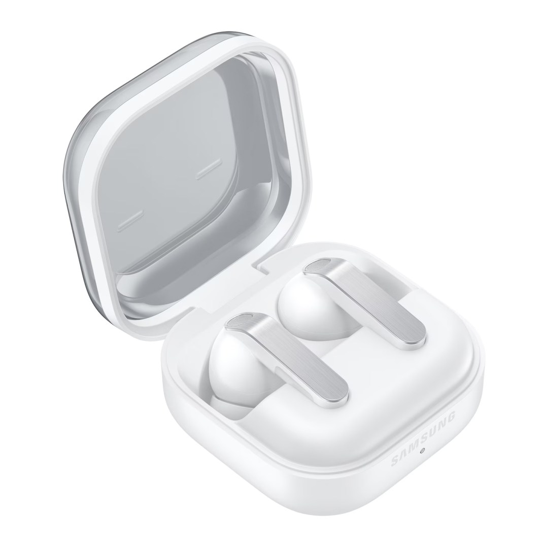 عکس هندزفری بلوتوثی سامسونگ Galaxy Buds4 Pro هدفون بلوتوثی سامسونگ مدل Galaxy Buds4 Pro | کیس رنگ سفید