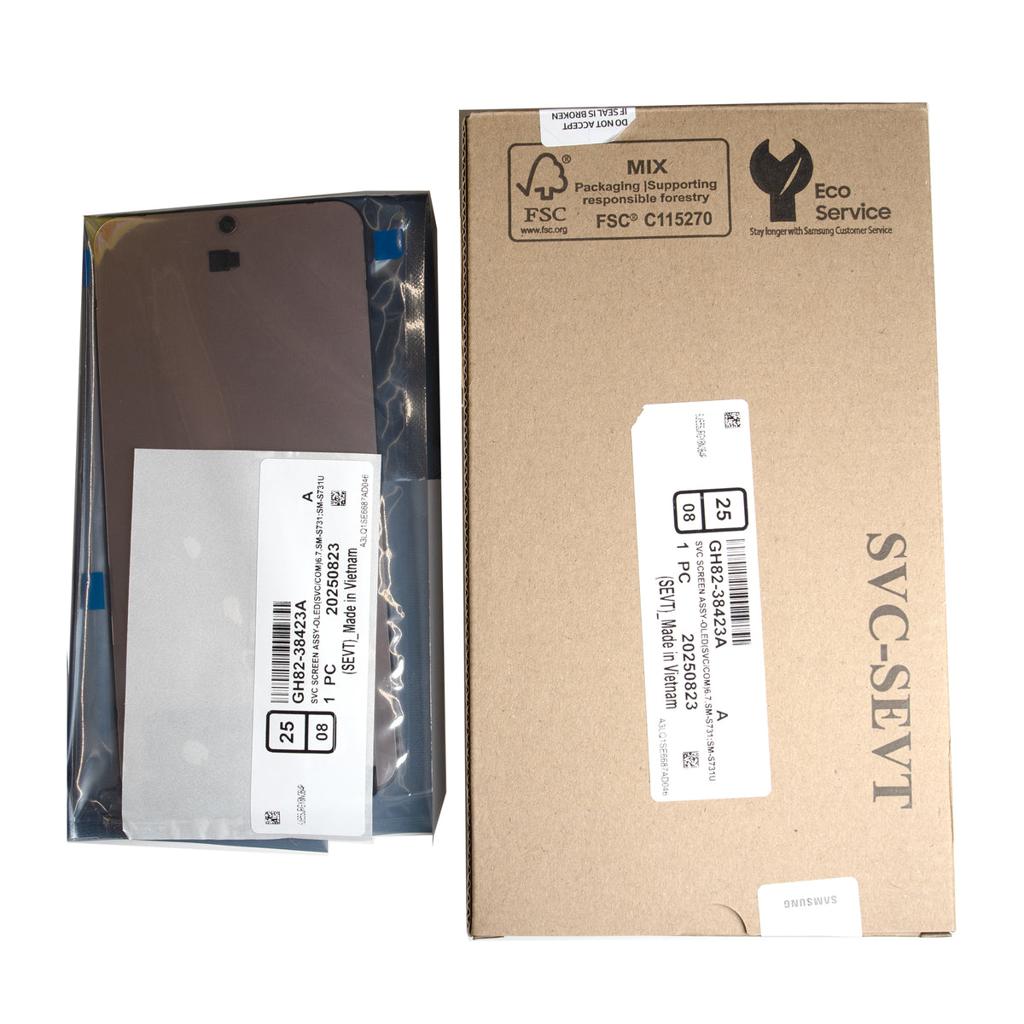 عکس کیفیت و انواع ال سی دی گوشی اندروید؛ تفاوت SVC، اورجینال، چین، OLED، IC و استوک جعبه ال سی دی سرویس پک شرکتی سامسونگ
