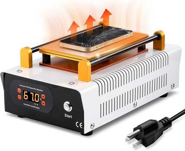 عکس کیفیت و انواع ال سی دی گوشی اندروید؛ تفاوت SVC، اورجینال، چین، OLED، IC و استوک دستگاه ترکیبی جداسازی و لمینیشن برای حرارت دادن به گوشی و باز کردن ال سی دی