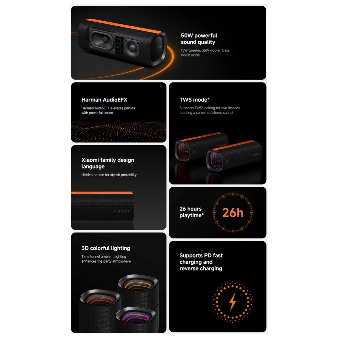 ویژگی‌های اسپیکر بلوتوثی شیائومی Sound Party مدل MDZ-39-DB با توان ۵۰ وات